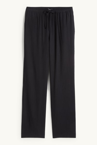 Dames - Pantalon - mid waist - wide leg - zwart