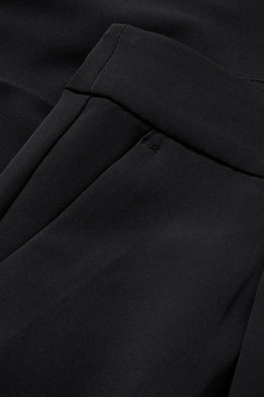 Femmes - Pantalon de toile - high waist - straight leg - noir