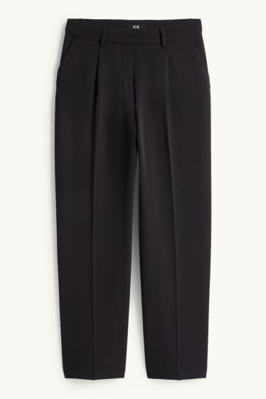 Femmes - Pantalon de toile - high waist - straight leg - noir