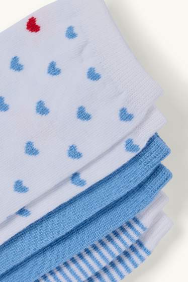 Damen - Multipack 3er - Socken mit Motiv - Herz - weiss / hellblau