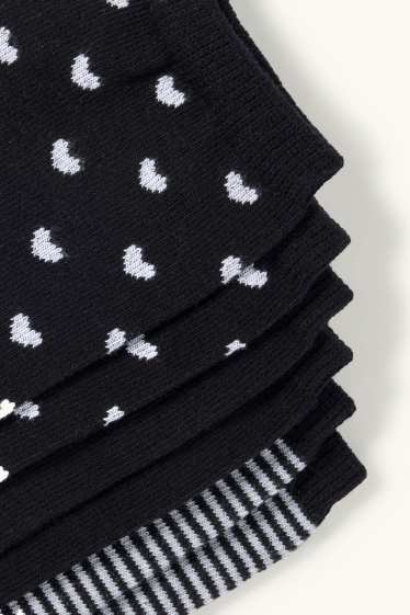 Damen - Multipack 3er - Socken mit Motiv - Herz - schwarz