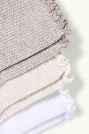 Dames - Set van 3 paar - sokken - ribstof - crème wit