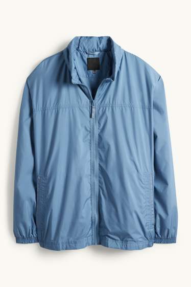 Pánské - Blouson s kapucí - z vodoodpudivého materiálu - světle modrá