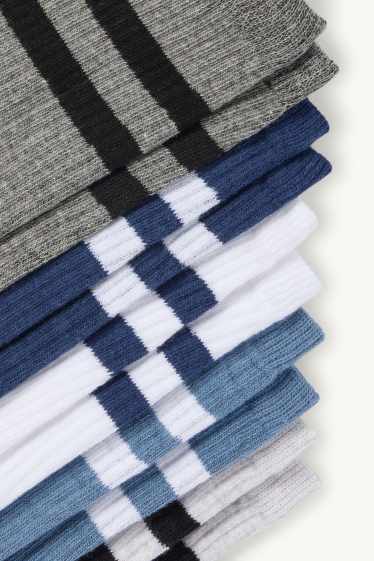 Hommes - Lot de 5 paires - chaussettes de tennis - bleu / gris