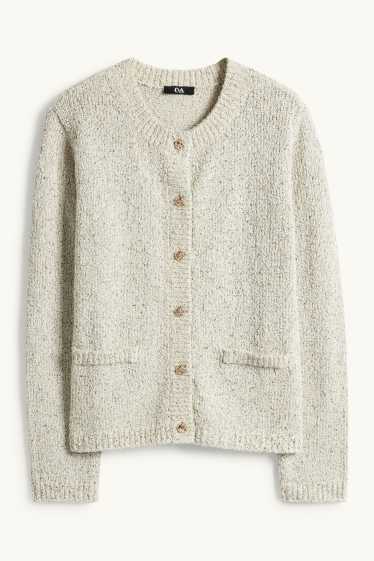 Damen - Bouclé-Strickjacke - beige