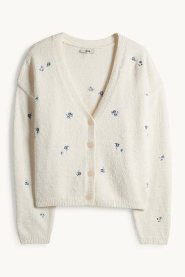 Dames - Vest - gebloemd - crème wit