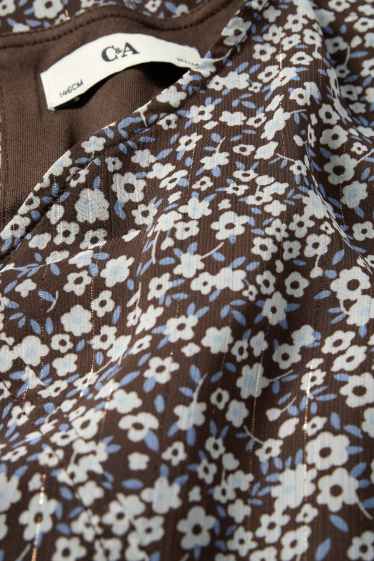 Enfants filles - Fleur - robe - effet brillant - marron foncé