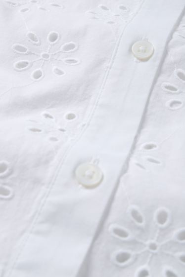 Dames - Blouse - Broderie Anglaise - wit