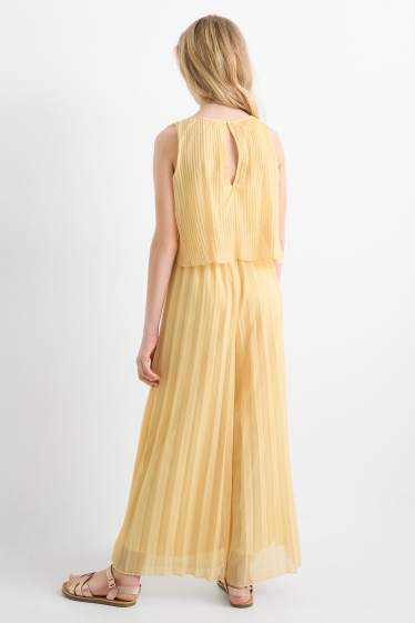 Děti - dívky - Plisovaný overal - s třpytivými efekty - žlutá