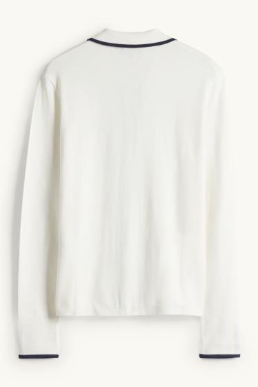 Dames - Gebreid vest - donkerblauw / crème wit