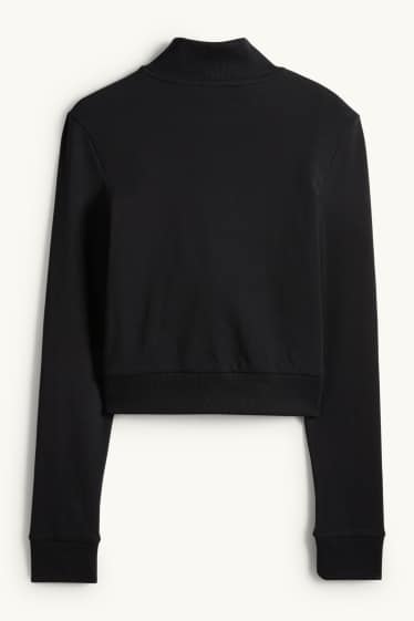 Dames - Kort sweatvest - zwart