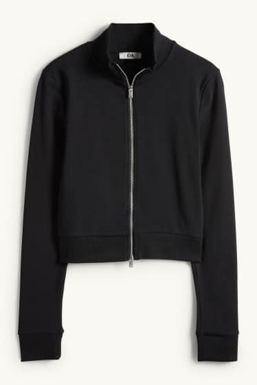 Dames - Kort sweatvest - zwart