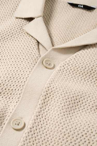 Uomo - Camicia in maglia - regular fit - revers - beige chiaro