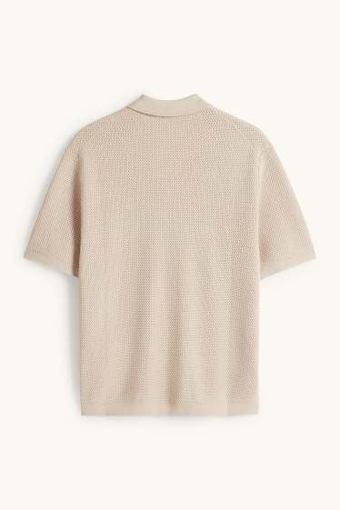 Uomo - Camicia in maglia - regular fit - revers - beige chiaro