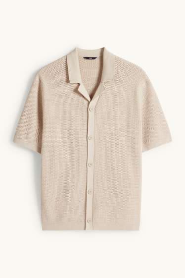 Uomo - Camicia in maglia - regular fit - revers - beige chiaro