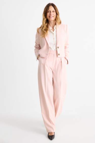 Femmes - Pantalon de bureau - high waist - regular fit - rose
