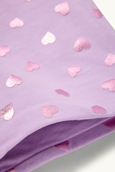 Děti - dívky - Srdíčka - tunelová šála - s třpytivými efekty - světle fialová