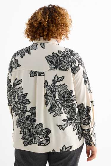 Femmes - Chemisier - à fleurs - finition texturée - noir / beige