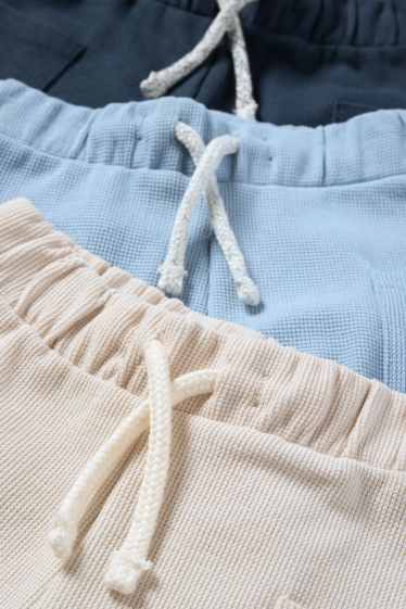 Bébés garçons - Lot de 3 - pantalons de jogging bébé - finition texturée - bleu  / beige