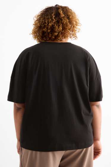 Damen - T-Shirt - Regular Fit - Glanz-Effekt - Peanuts - schwarz