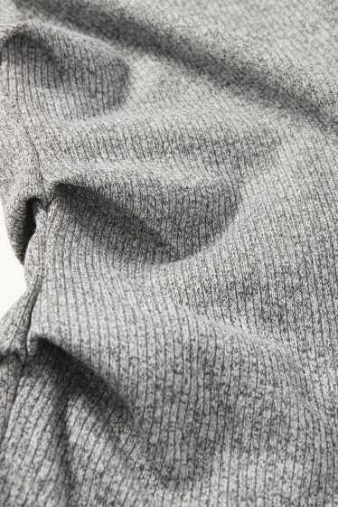 Damen - Langarmshirt - Slim Fit - gerippt - grau