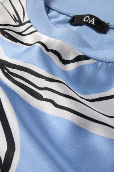 Femei - Tricou - regular fit - cu flori - albastru deschis