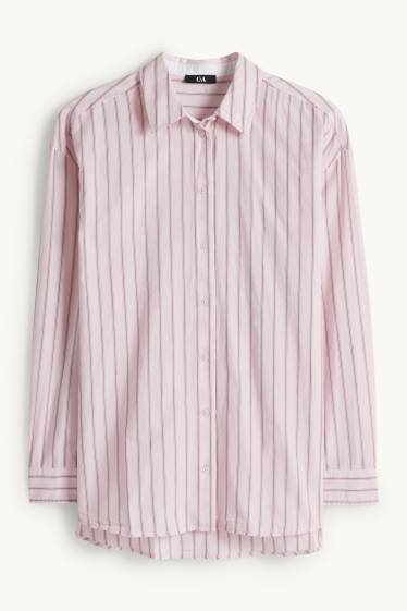 Damen - Bluse - gestreift - rosa