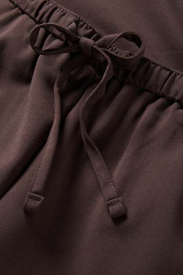 Damen - Stoffhose - Mid Waist - Wide Leg - dunkelbraun