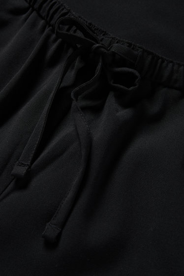 Damen - Stoffhose - Mid Waist - Wide Leg - schwarz