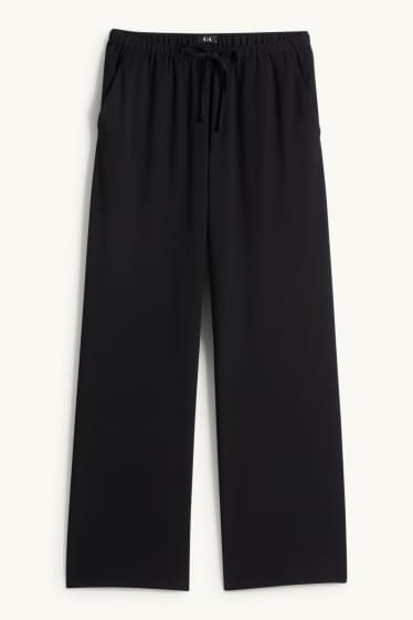 Damen - Stoffhose - Mid Waist - Wide Leg - schwarz