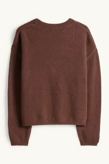 Dona - Jaqueta de punt - marró fosc