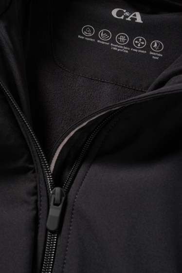 Femei - Palton din softshell cu glugă - rezistent la apă - 4 Way Stretch - negru