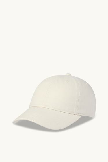 Uomo - Cappellino - tessuto tramato - bianco crema