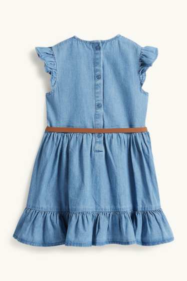 Enfants filles - Robe - robe avec ceinture - aspect jean - jean bleu clair