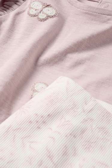 Baby Mädchen - Schmetterling - Baby-Crochet-Outfit - 3 teilig - dunkelrosa