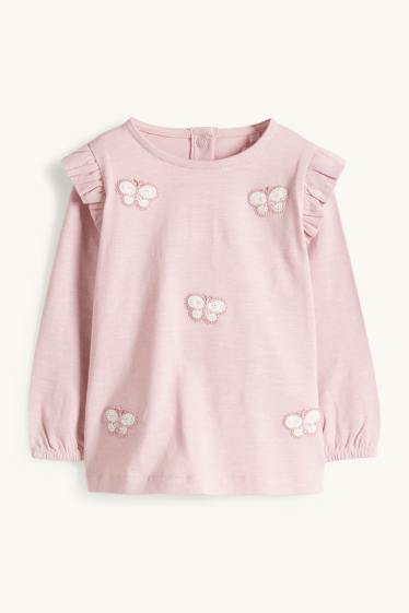 Baby Mädchen - Schmetterling - Baby-Crochet-Outfit - 3 teilig - dunkelrosa