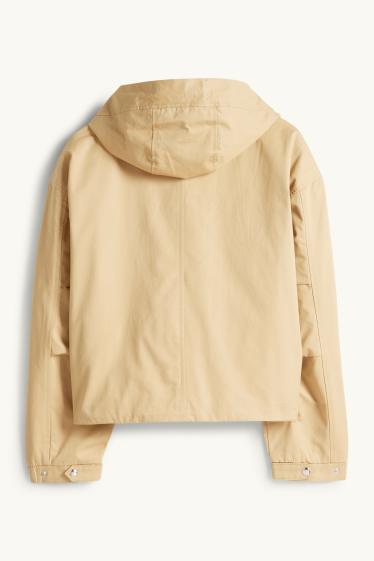Femei - Jachetă cu glugă - bej