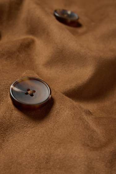 Damen - Trenchcoat - Velourslederimitat - braun