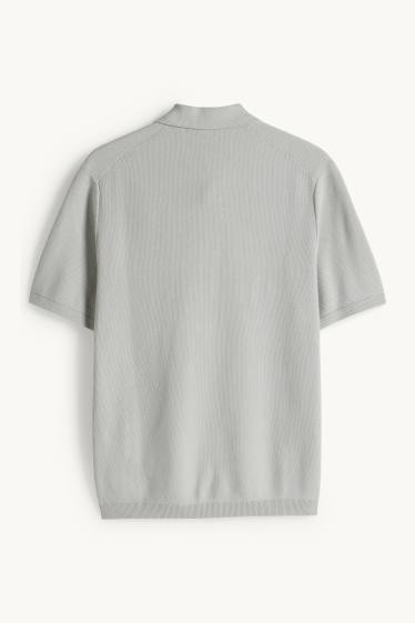 Hommes - Polo en maille - regular fit - finition texturée - gris