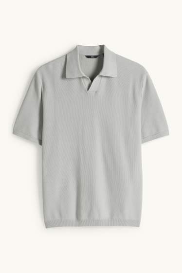 Hommes - Polo en maille - regular fit - finition texturée - gris