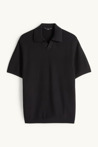 Hommes - Polo en maille - regular fit - finition texturée - noir