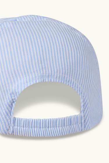 Baby Jungen - Schiffchen - Baby-Cap - gestreift - weiss / hellblau