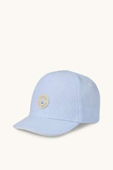 Baby Jungen - Schiffchen - Baby-Cap - gestreift - weiss / hellblau