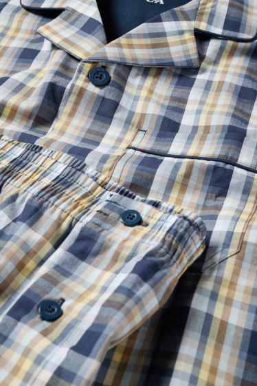 Hommes - Pyjama - à carreaux - bleu