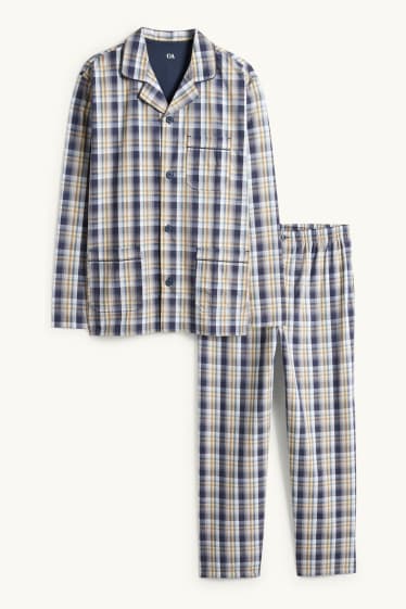 Hommes - Pyjama - à carreaux - bleu