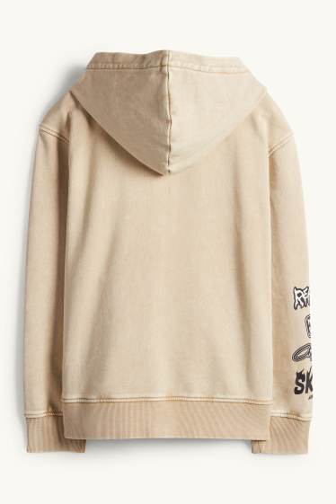 Enfants garçons - Sweat zippé en molleton avec capuche - beige clair