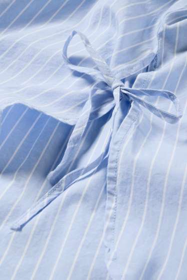 Dames - Blouse - gestreept - wit / lichtblauw