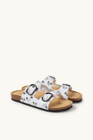 Women - Sandals - faux leather - Mickey Mouse - white