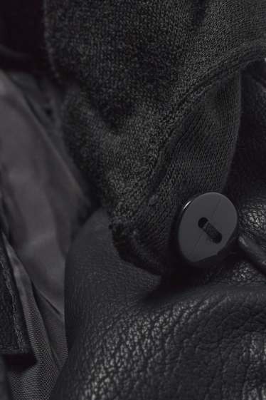 Bărbați - Jachetă de motociclist cu glugă - imitație de piele - negru