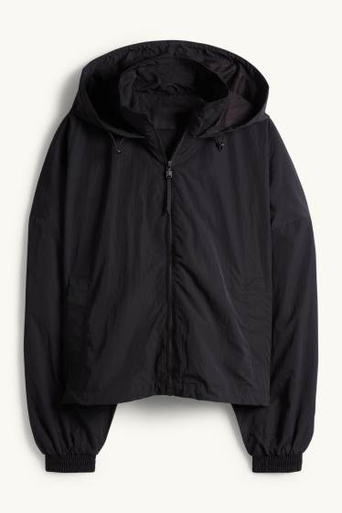 Dames - Jas met capuchon - waterafstotend - zwart